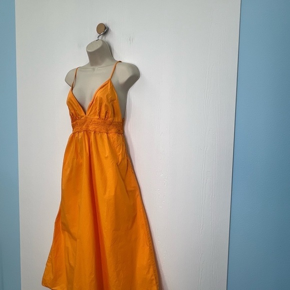 A New Day - Bright Orange Spaghetti Strap Open Back Midi Dress Size Medium - Picture 6 of 10